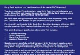 unity bank past questions