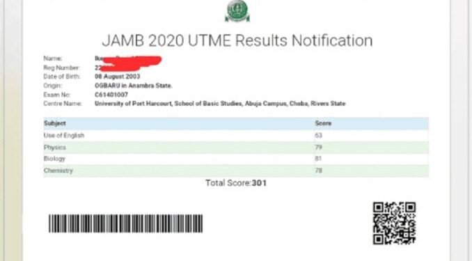 Jamb Utme results