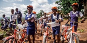 School children in Enugu State with their GTBank CARES bicycle