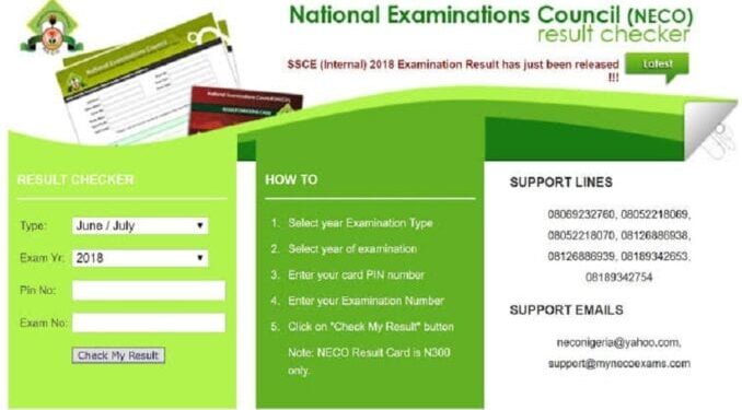 neco result checker