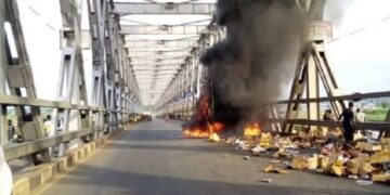 Niger Bridge on fire