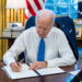 U.S. President Joe Biden signs an executive order, in Washington