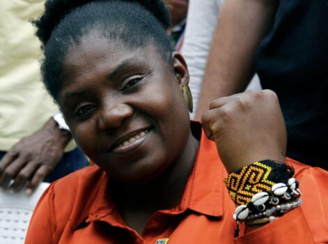 Beaded bracelets and raised fist symbolizing cultural pride of Colombia's Vice President Francia Márquez